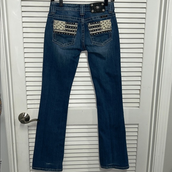 RARE Miss Me Womens Blue Jeans with Star Flag Embellishments - Picture 2 of 6
